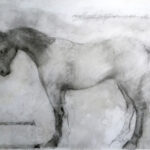Drawing of a horse. Pencil and oil on polydraft drafting film