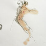 Figure drawing with oil, pencil, paper